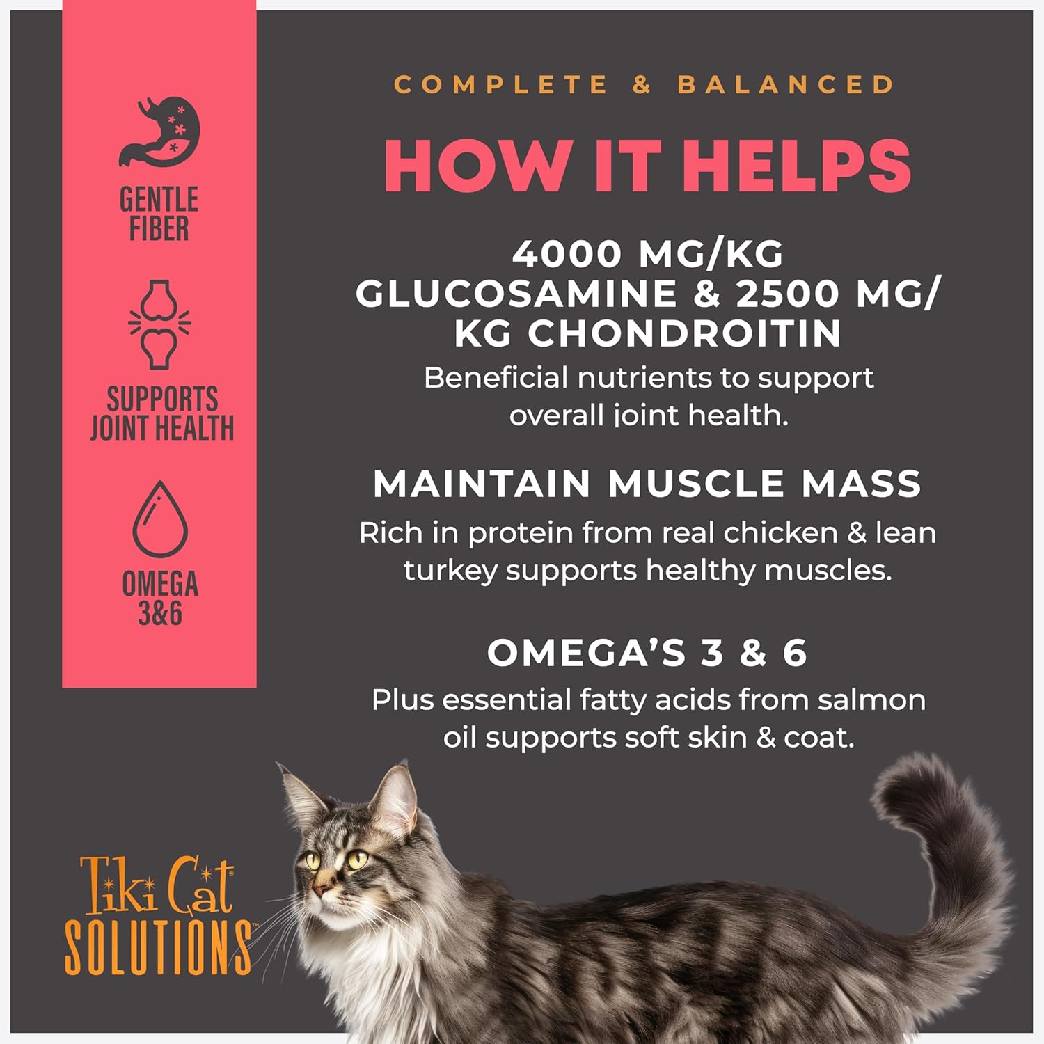 TIKI PETS Tiki Cat Solutions dry cat food bag with chicken and turkey for mobility, 2.8 lbs.