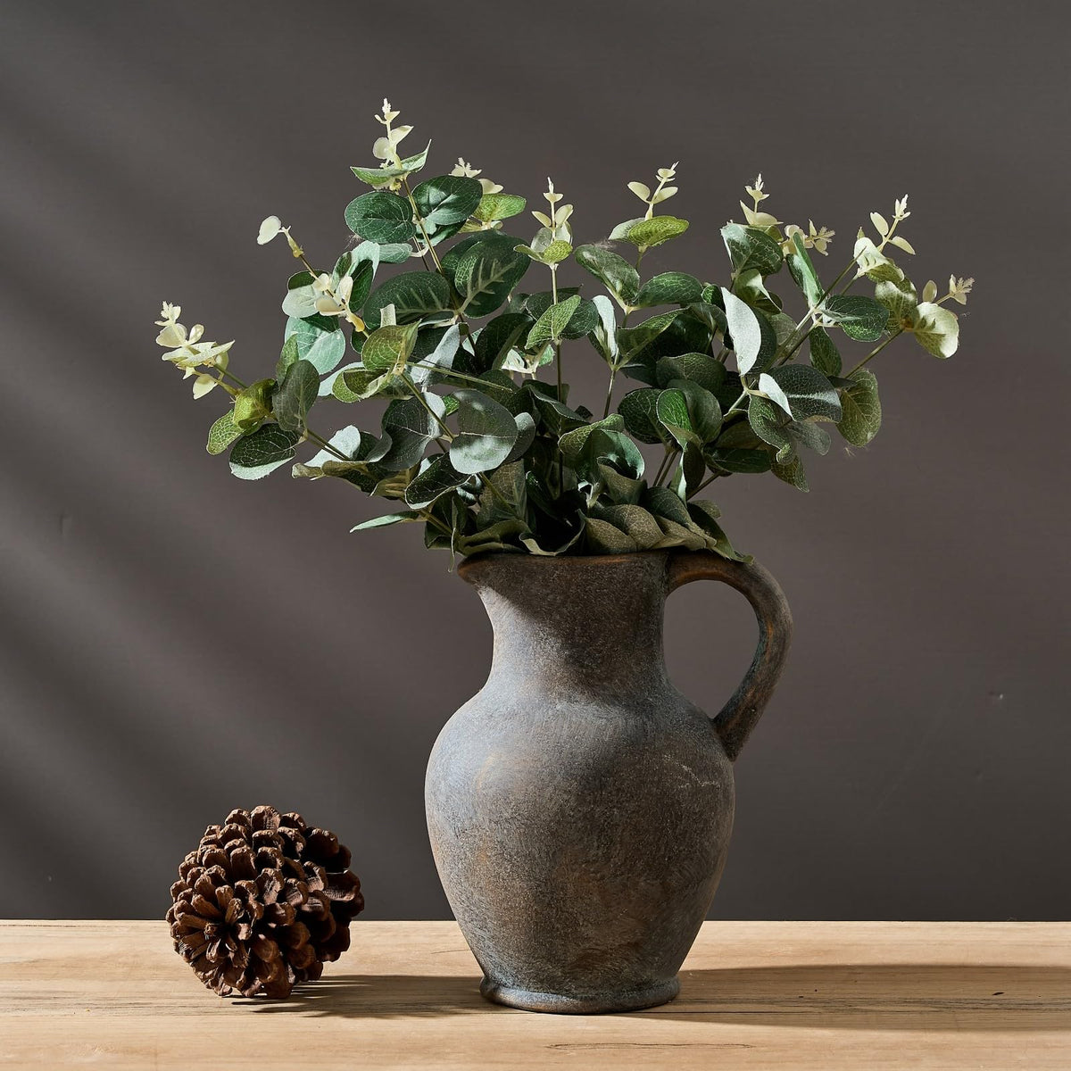 SIDUCAL Ceramic Rustic Farmhouse Vase with Handle Terracotta - SIDUCAL Official Imagery - 3