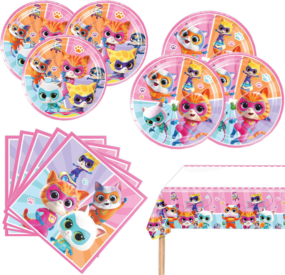 Super Kitties Party Supplies 41Pack include 20 plates 20 - DoMiDoLa Official Imagery - 1