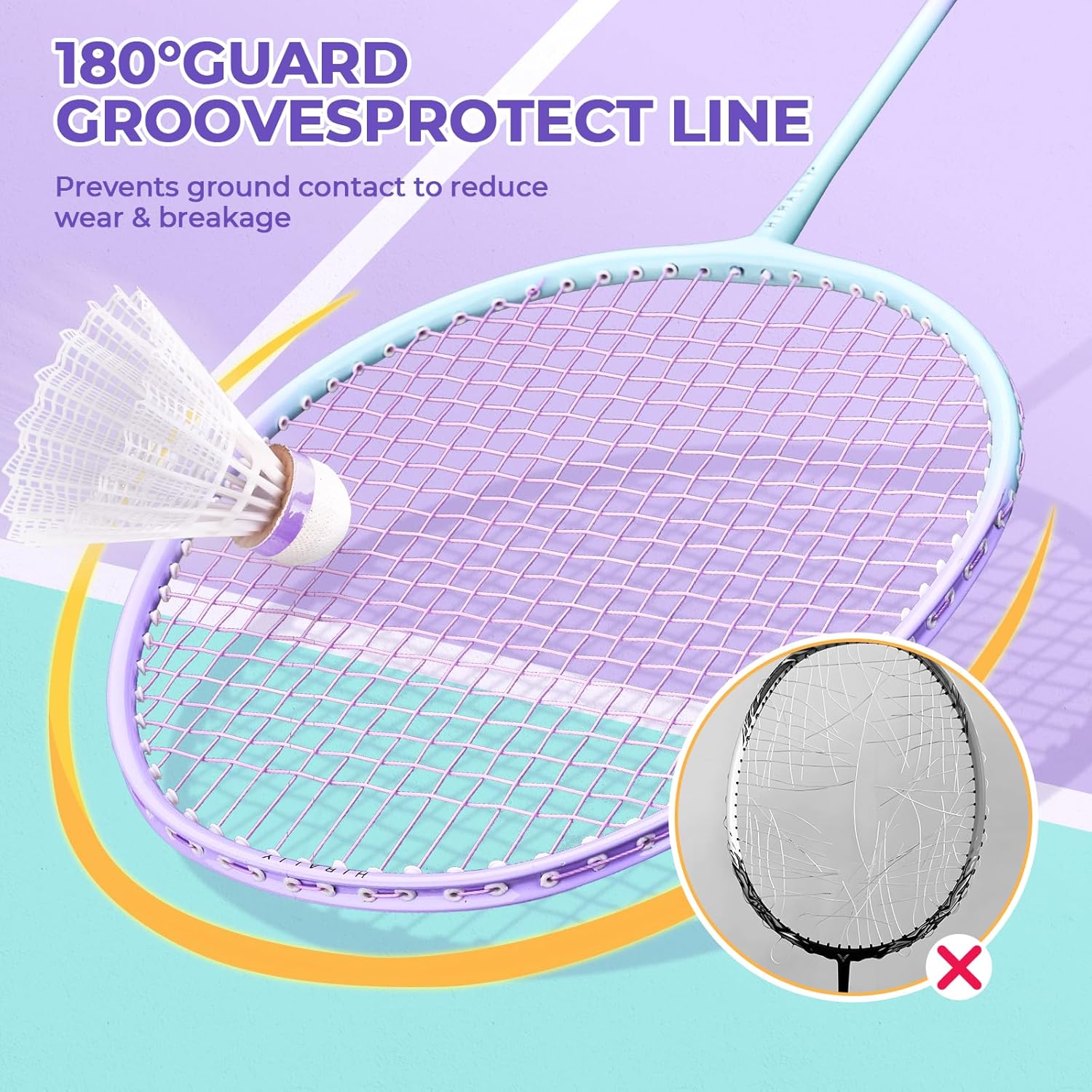 HIRALIY badminton racket set with 2 or 4 rackets, ideal for backyard play, featuring lightweight frames and comfortable grips.