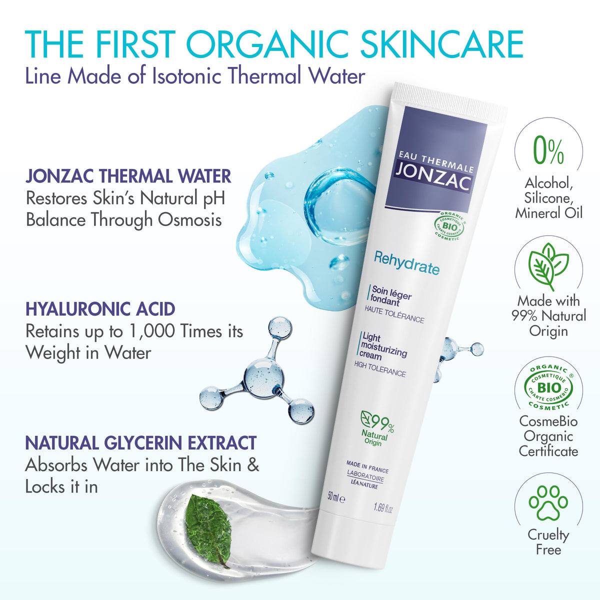 JONZAC Eau Thermale Rehydrate Light Face Cream 24hr - JONZAC Official Imagery - 3