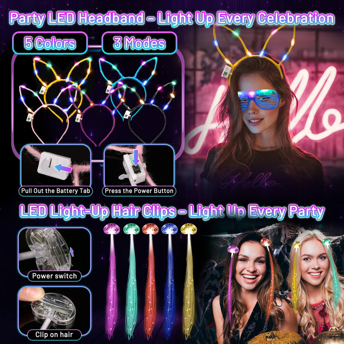 276 PCS Glow in the Dark Party Supplies Light Up Party - Tetutor Official Imagery - 7