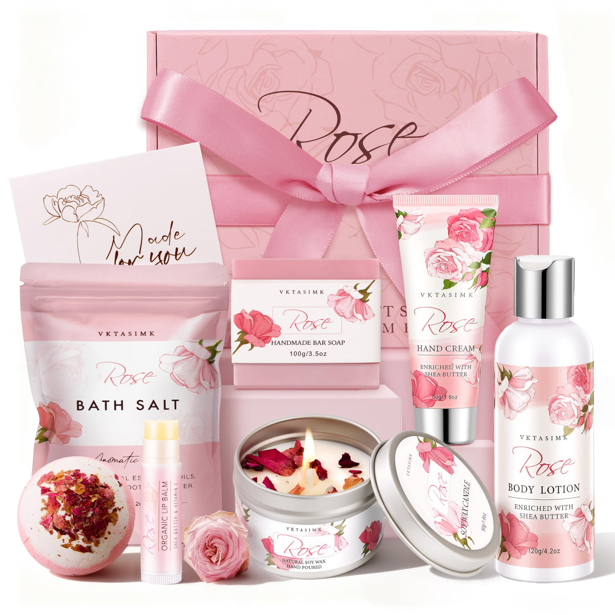 Gifts for Women Birthday Gift Baskets Rose Relaxing Home Spa - VKTASIMK Official Imagery - 2