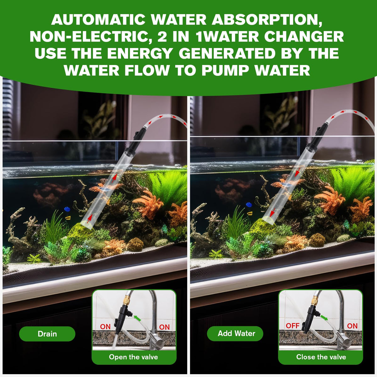 Aquarium Siphon Vacuum Gravel Cleaner Kit for Fish Tank 32ft - ZRDR Official Imagery - 3