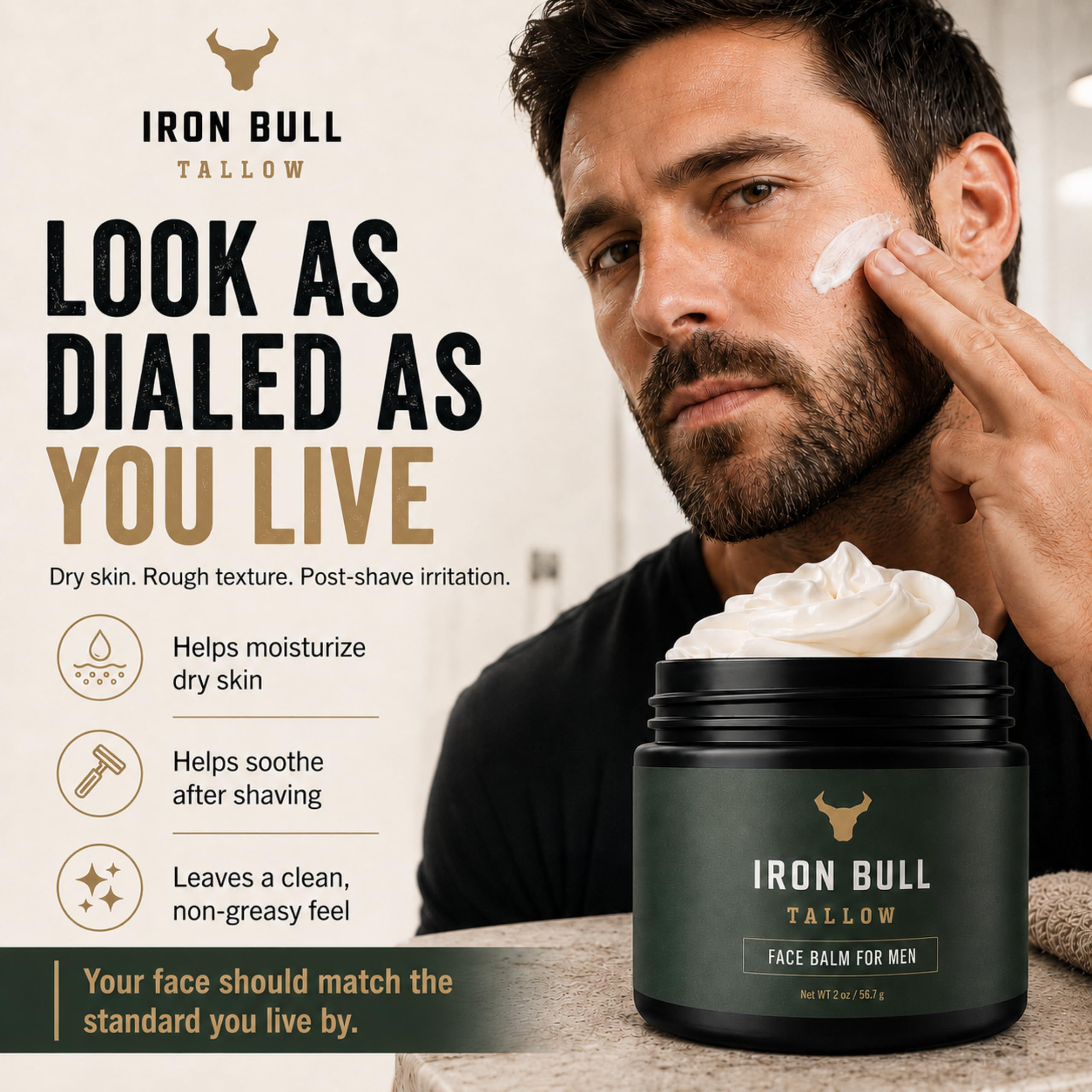 Iron Bull Beef Tallow Face Moisturizer for Men Anti Aging - Iron Bull Tallow Official Imagery - 4