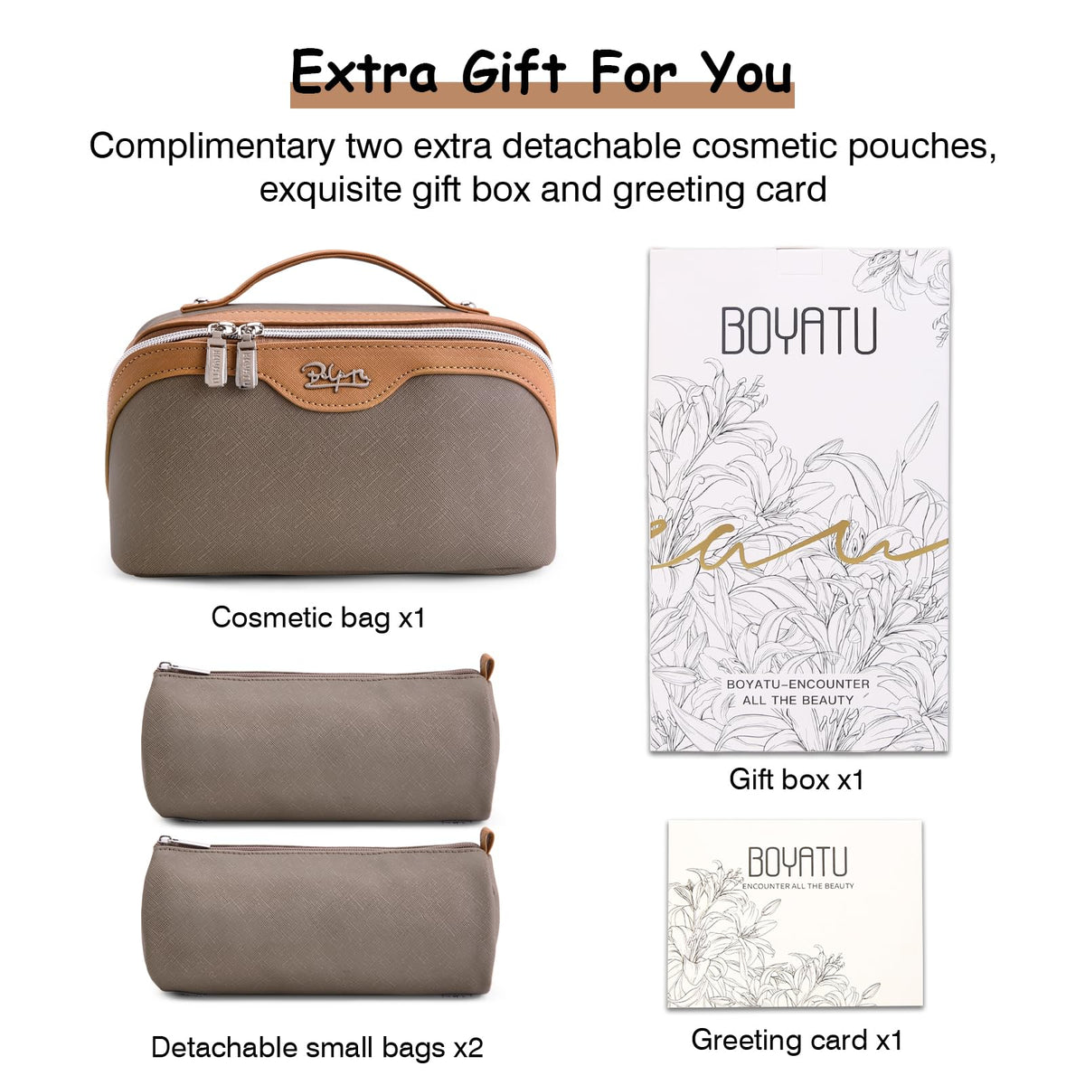 BOYATU Travel Makeup Bag Organizer Cosmetic Bag 3 Pcs Set - BOYATU Official Imagery - 7