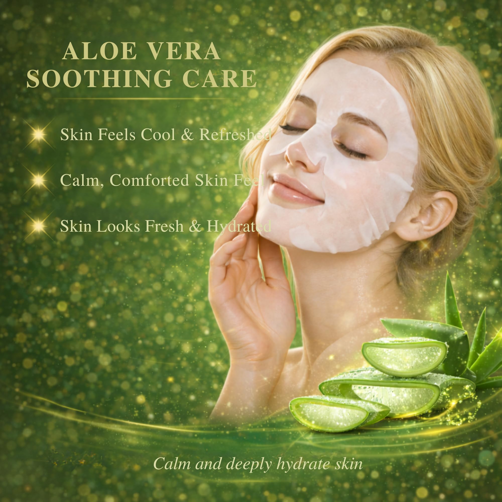 Korean Aloe Sheet Mask, Glass Skin Face Masks, Hydrating, 10 - Generic