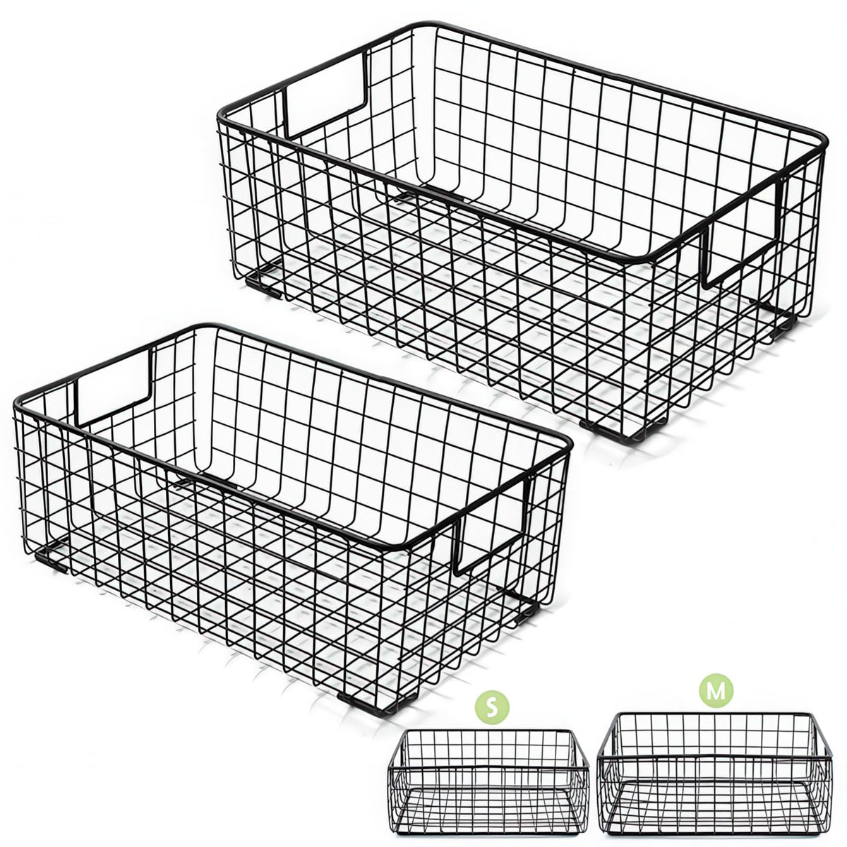 Kingrol 2 Pack Wire Storage Baskets with Handles Metal - Kingrol Official Imagery - 1