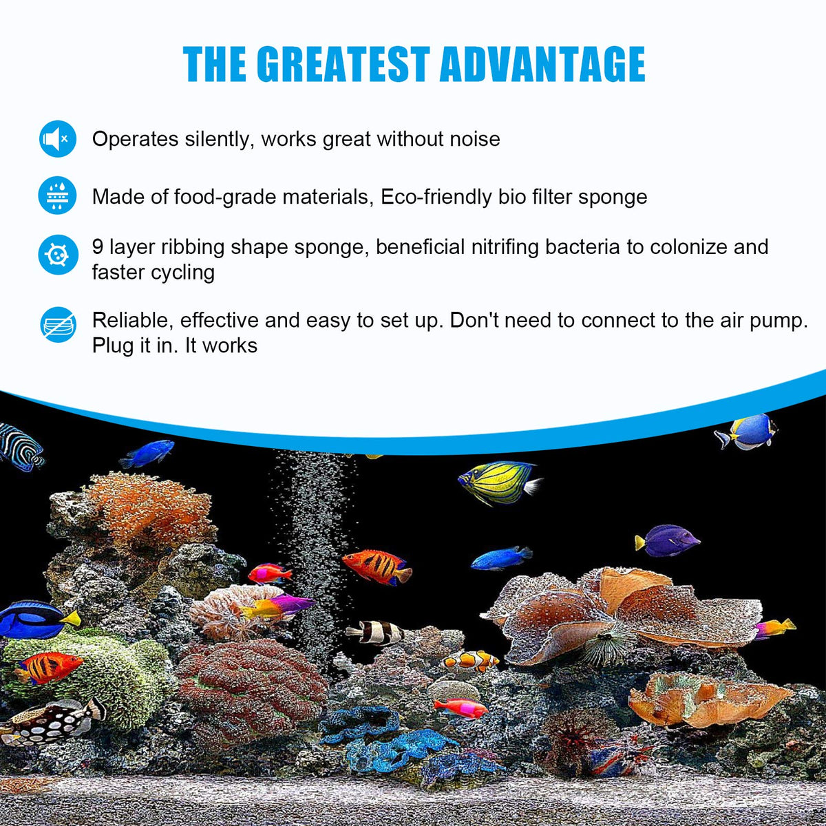 AQQA Aquarium Sponge Water Filter Power Driven Double - AQQA Official Imagery - 8