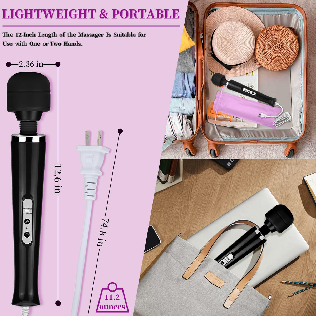 Wired Wand Massager for Women 10 Speed Electric Handheld - VZVJTR Official Imagery - 6