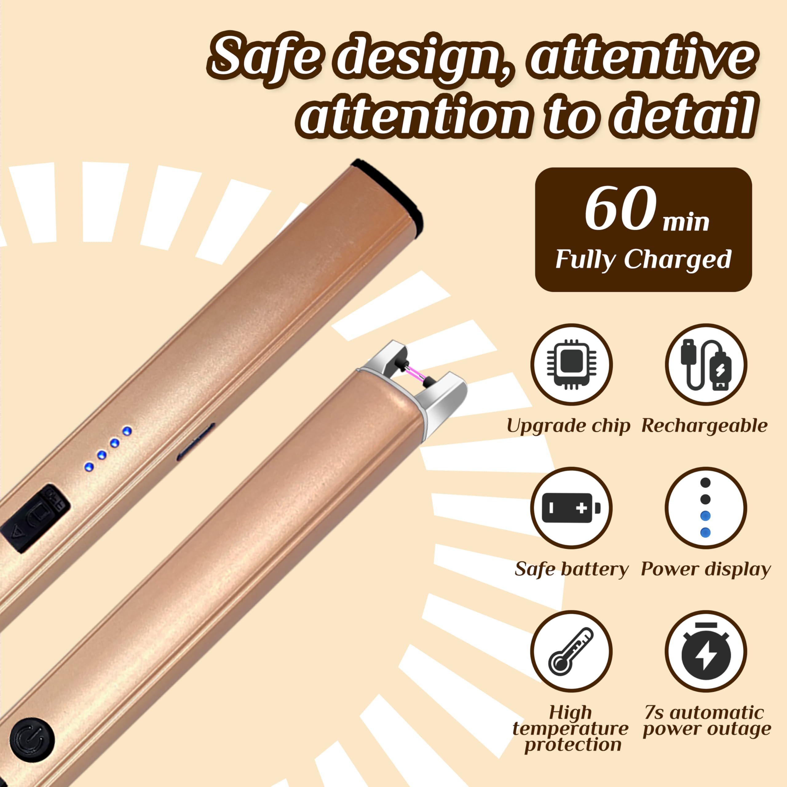Beyio 2 PCS Candle Lighter,Windproof Flameless Rechargeable Electric L - View 5
