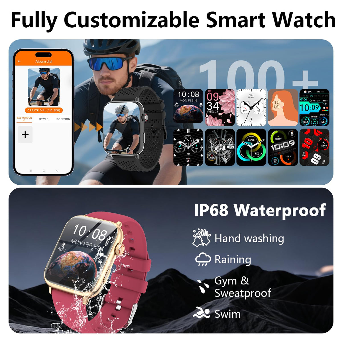 1 91 Smart Watch Fitness Tracker 3 Bands - cyanyu Official Imagery - 7