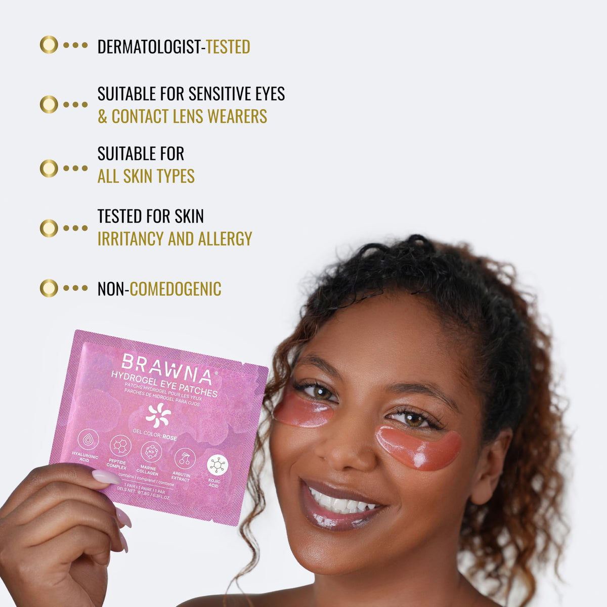 Under Eye Patches Rose Hydrogel Masks 24 Pairs - BRAWNA Official Imagery - 6