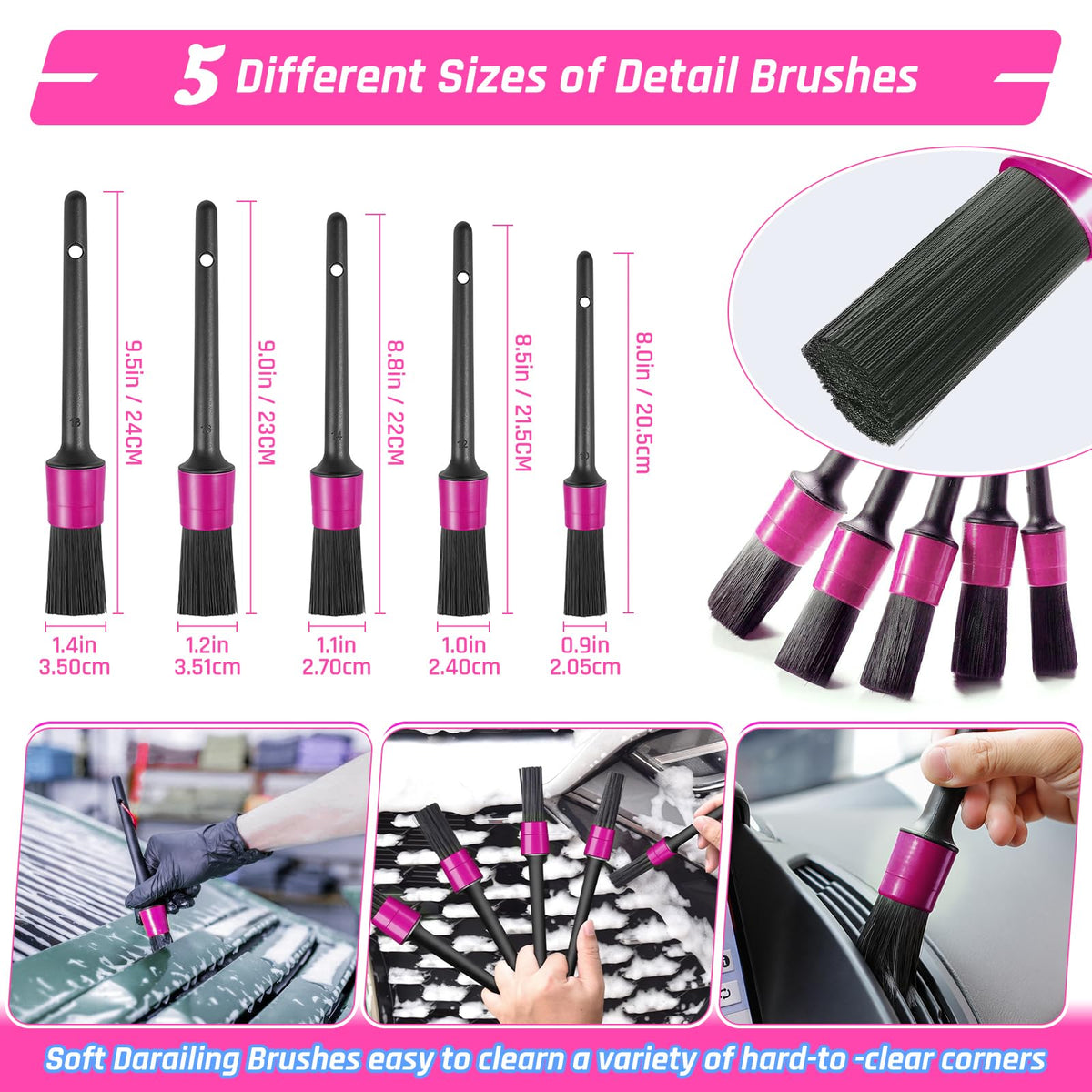 34PCS Car Detailing Brush Set Car Detailing Kit Car - Fortuning's JDS Official Imagery - 3