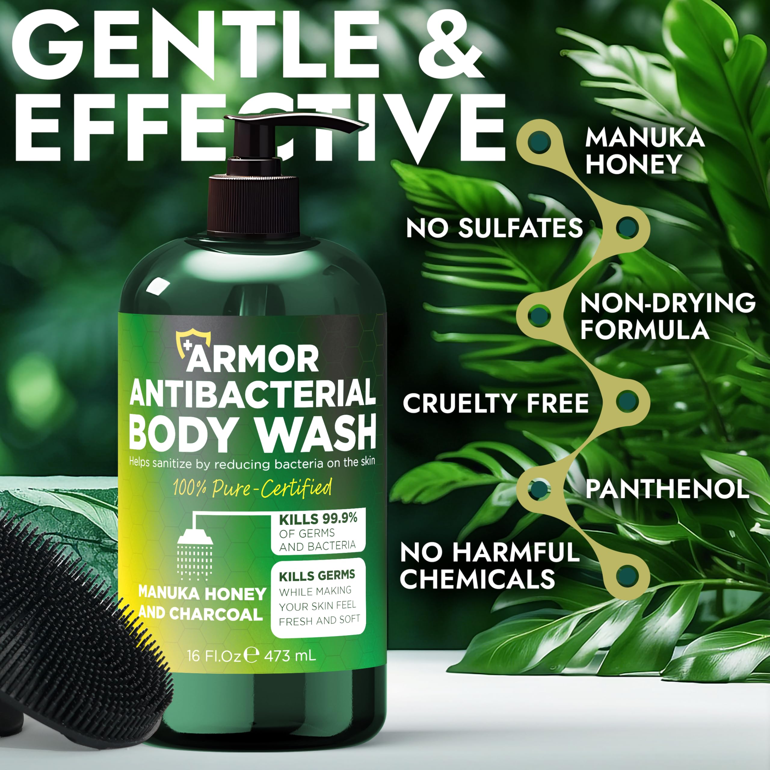 Antibacterial Body Wash + Scrubber – Back Acne & Odor Relief