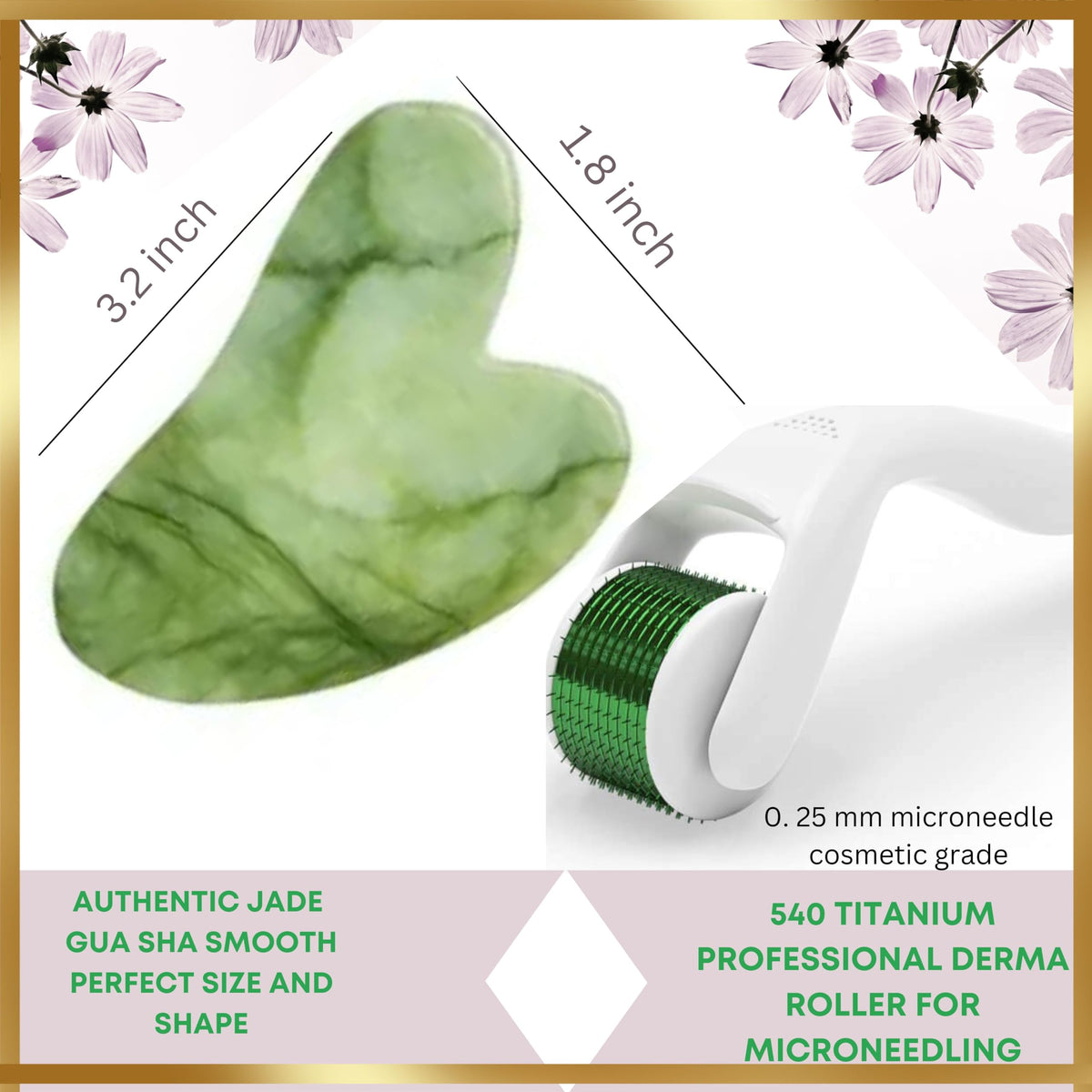 100 Authentic Jade Roller and Gua Sha Set for face I Derma - LAVÔNNÉ Official Imagery - 4