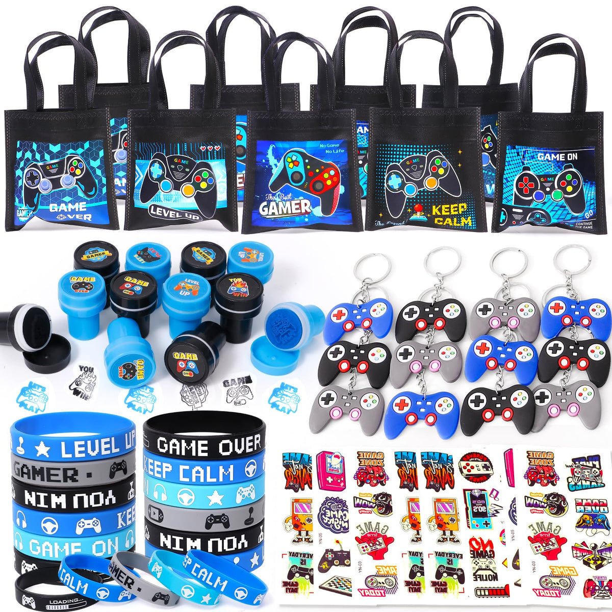 60Pcs Video Game Party Favors Gamer Birthday Party Supplies - B Bascolor Official Imagery - 1