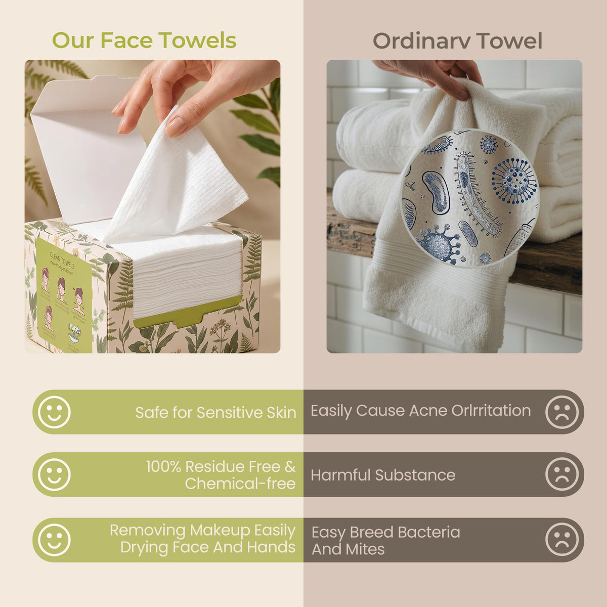 XXL Disposable Face Towel 12x12 Inches Extra Thick Facial - LUMIDOMA Official Imagery - 5