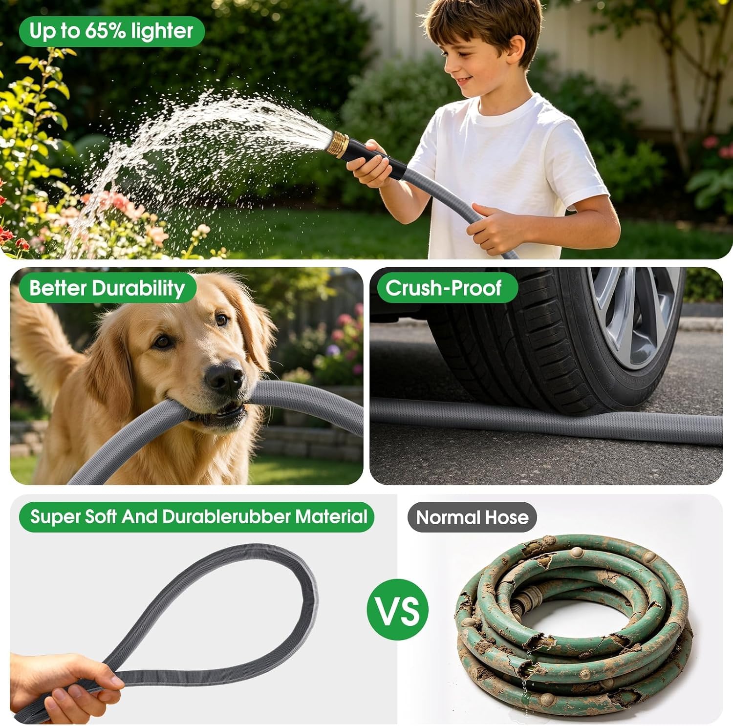 MEACKLE Garden Hose 100 FT, Non-Expanding Water Hose, Kink-Free - MEACKLE Official Product View 5