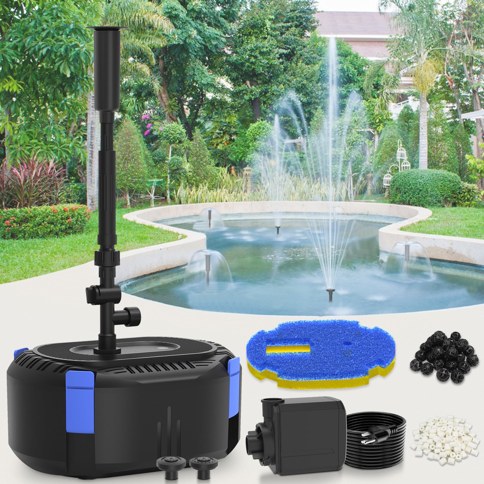 AquaMiracle Pond Filter with Pump Fountain Kits | 400GPH Pond Fil - AquaMiracle Official Product View 1