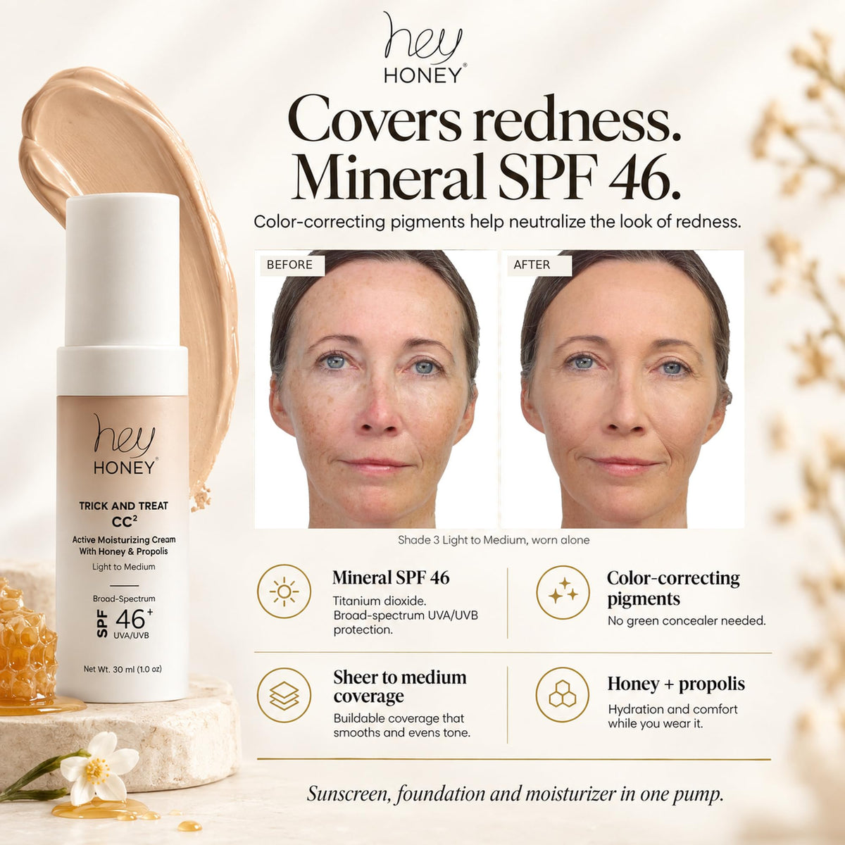 Hey Honey Trick and Treat Moisturizing CC Cream SPF 46 - Hey Honey Official Imagery - 3