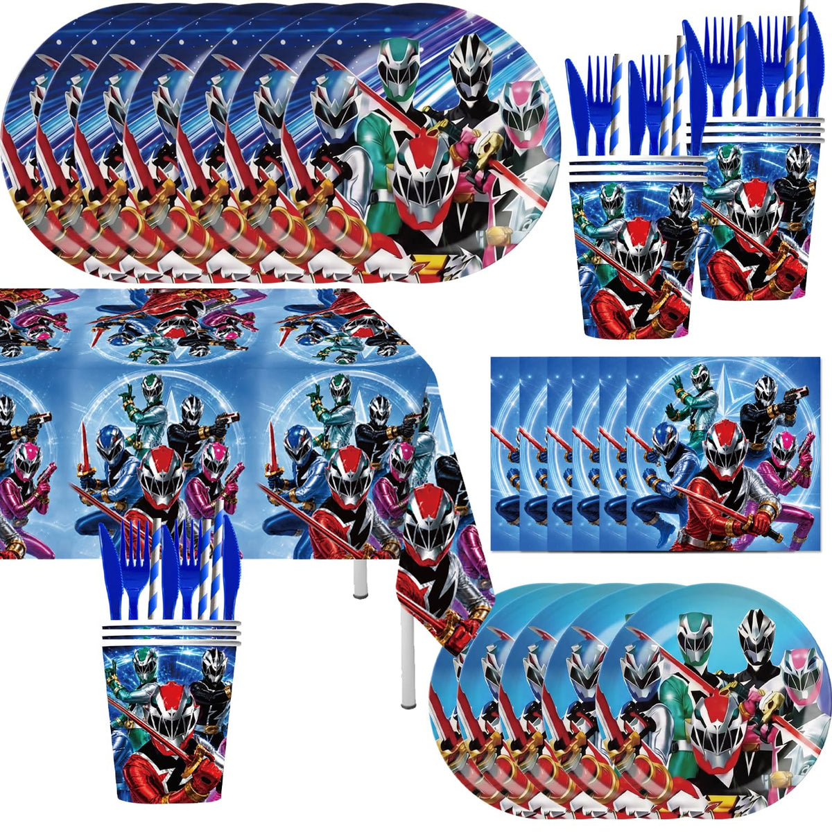 141pcs Power Party Supplies Pack Includes Napkin Plates - Zaprosze Official Imagery - 1