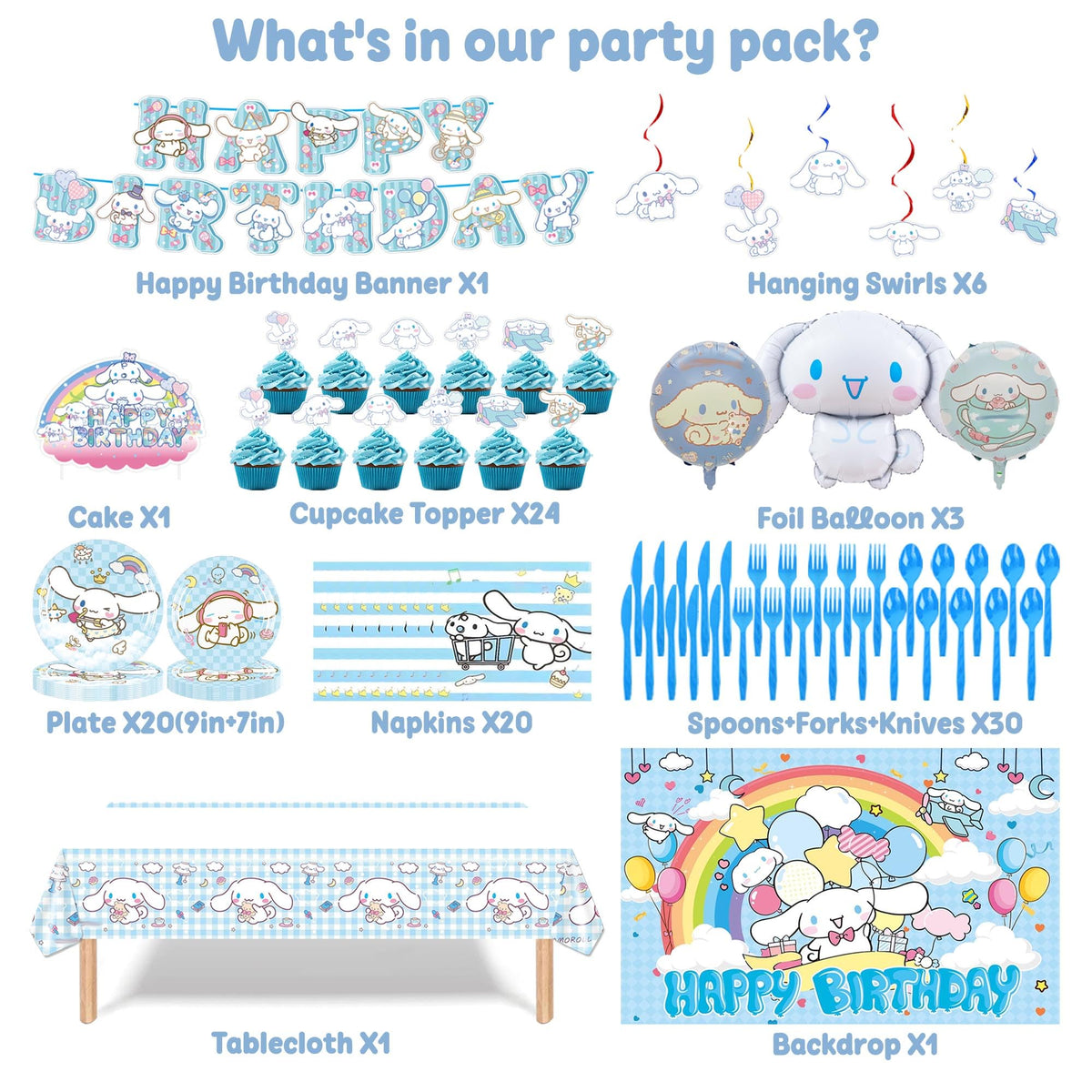 202 PCS Cute Cartoon Birthday Party Supplies for Theme Party - MLEDUY Official Imagery - 4