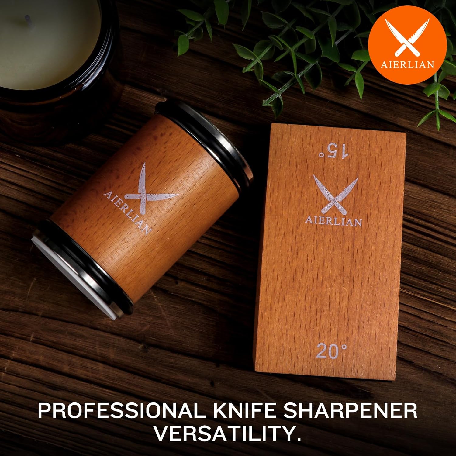 AIERLIAN rolling knife sharpener kit with diamond sharpening stones, compact and easy-to-use tool for kitchen knife sharpening.