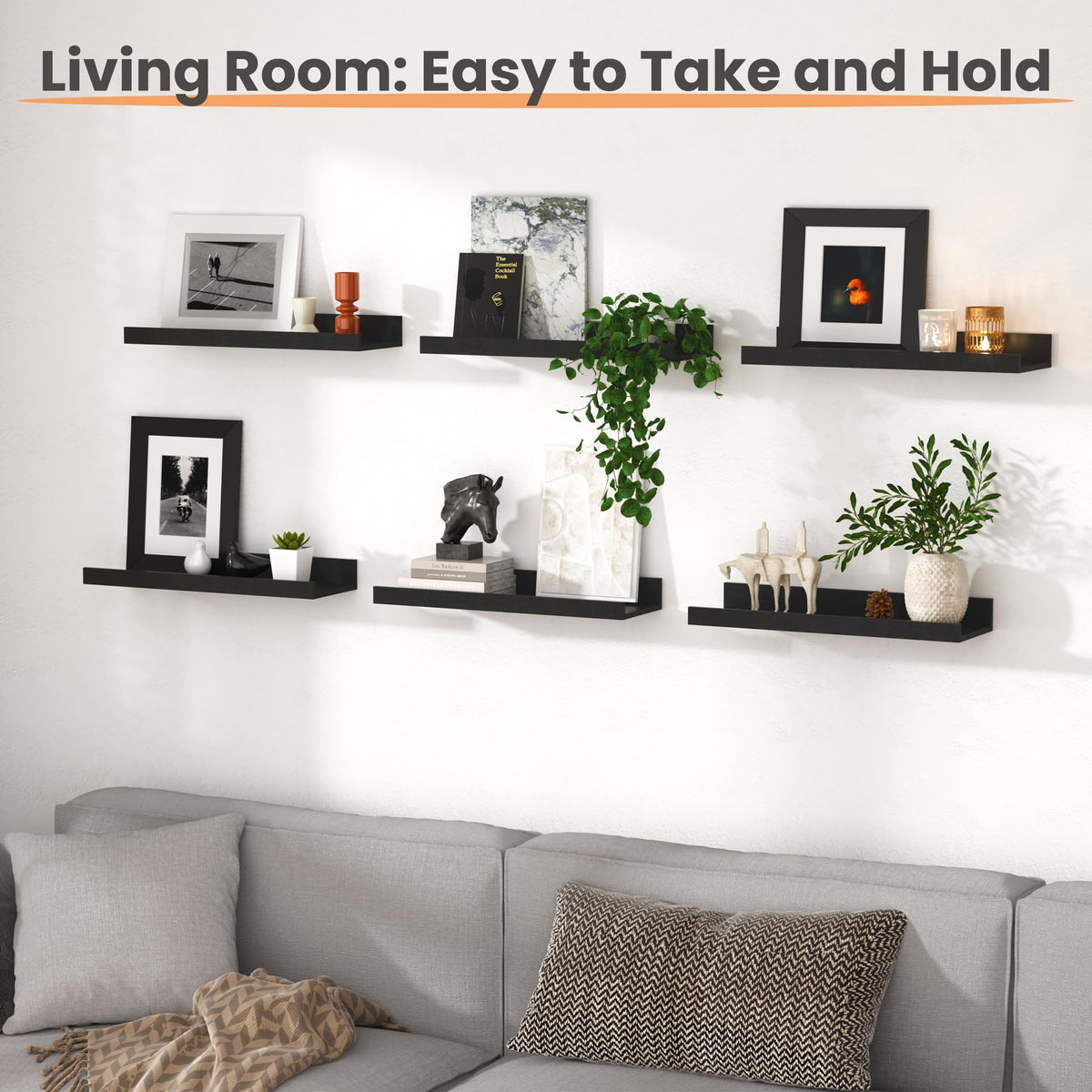 upsimples Floating Shelves for Wall Decor and Storage Black - upsimples Official Imagery - 7