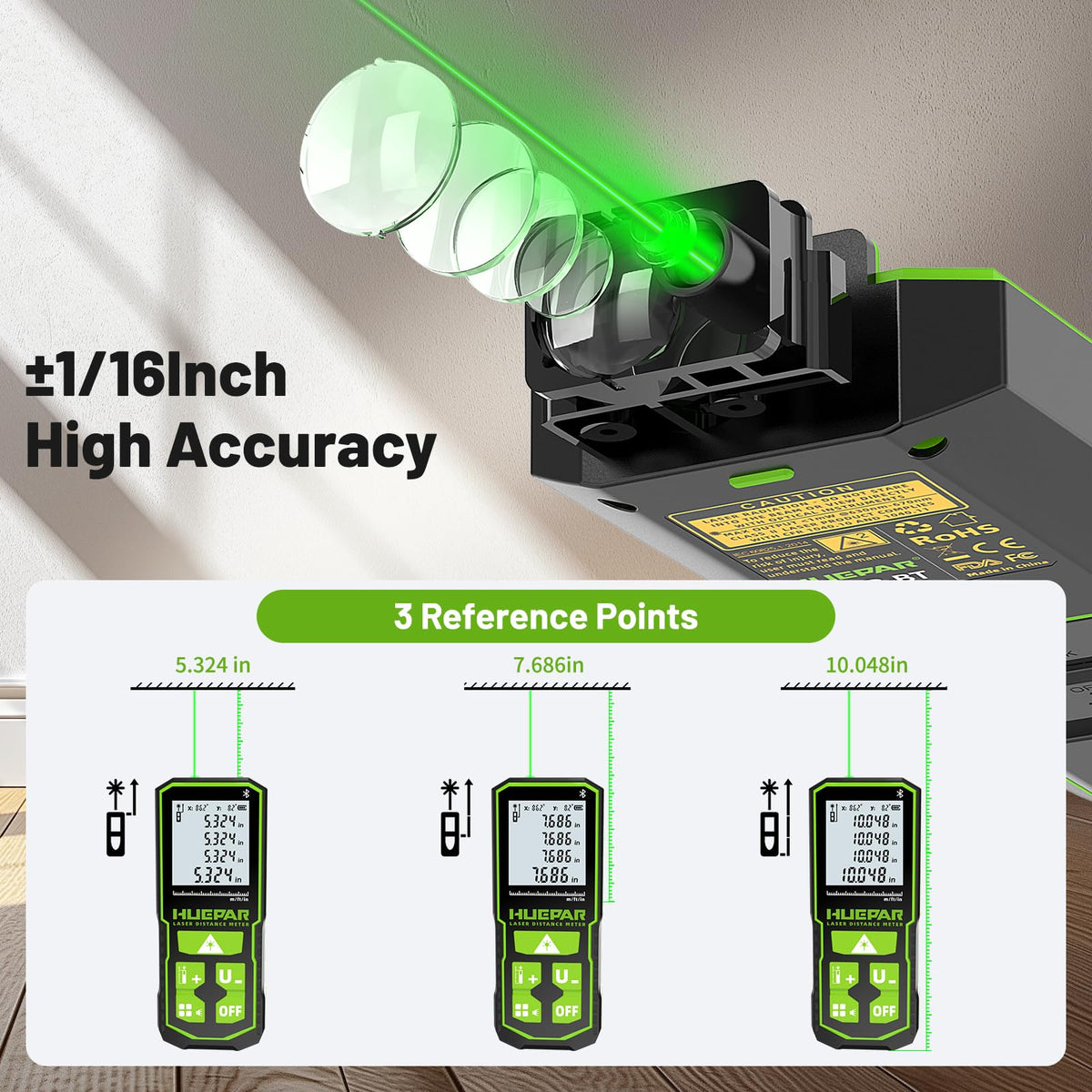Huepar Bluetooth Green Laser Measuring Tool 330FT S100 G BT - Huepar Official Imagery - 8