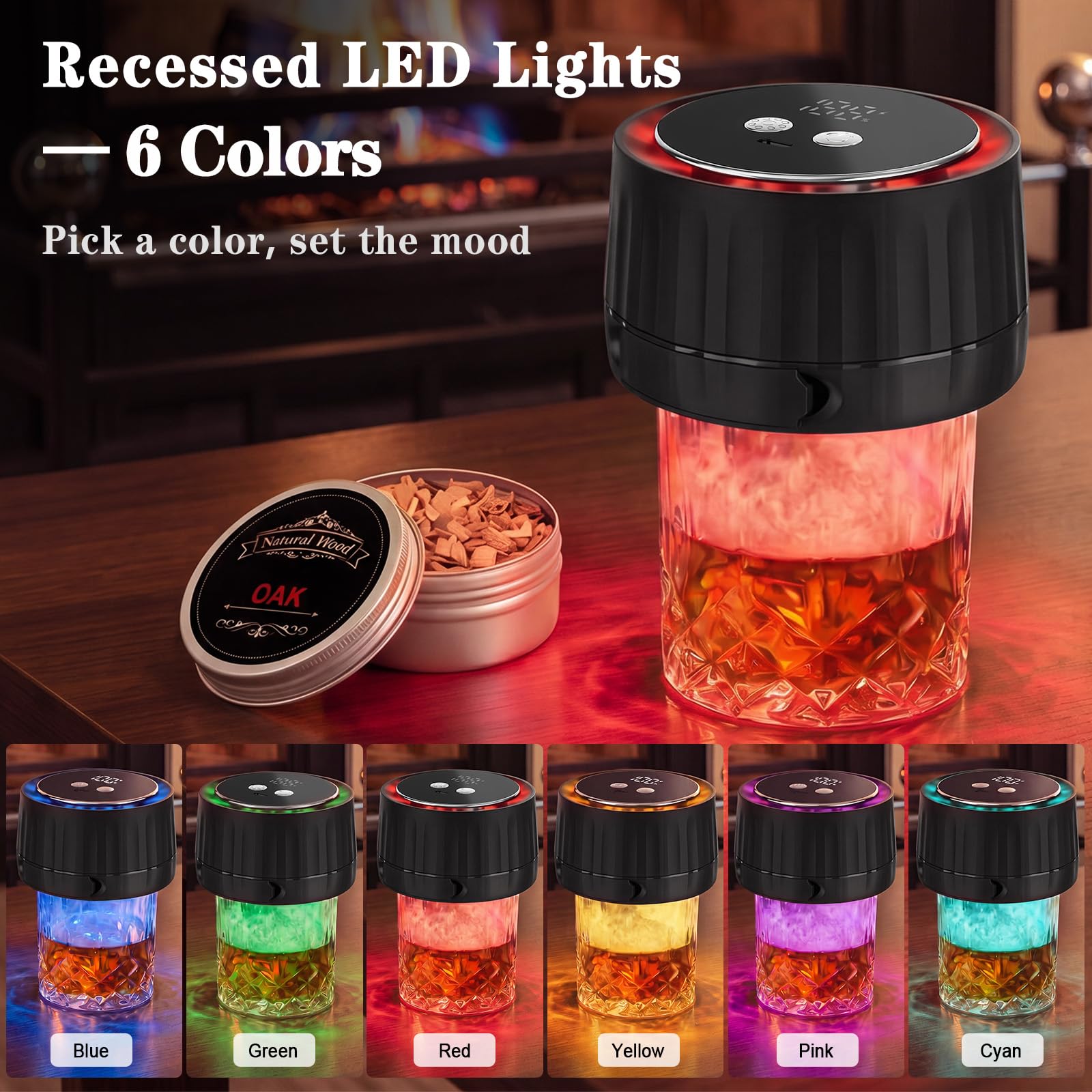 AOZUO Electric Whiskey Smoker Kit with 6 Wood Chips - Whisky Gift - AOZUO Official Product View 6