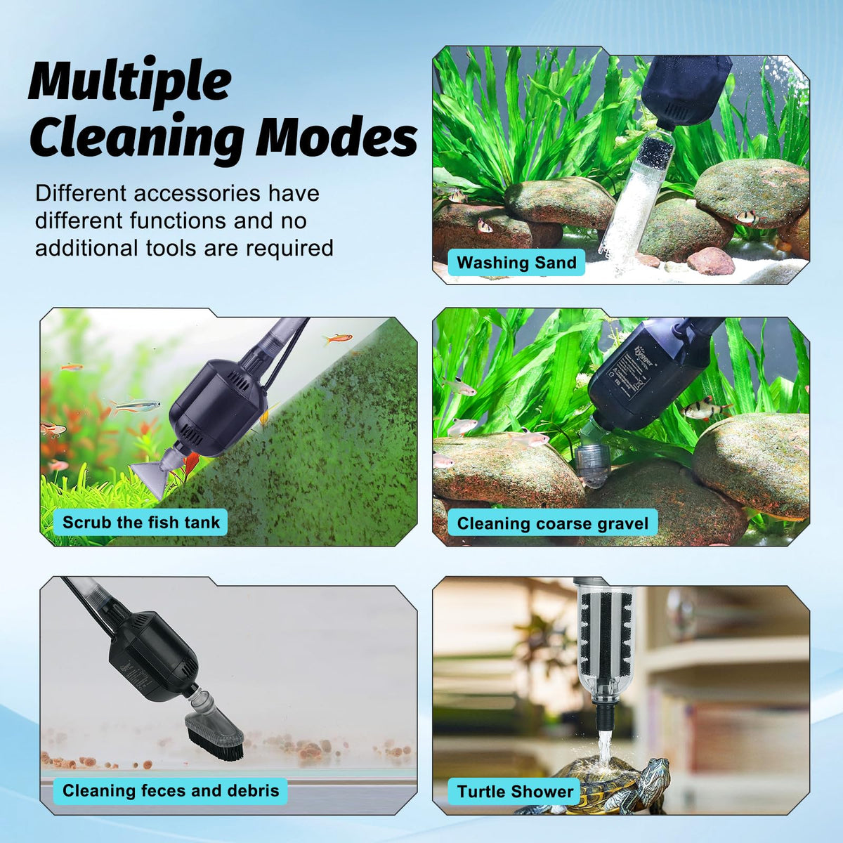 hygger 5 in 1 Electric Aquarium Gravel Cleaner 360GPH - hygger Official Imagery - 3