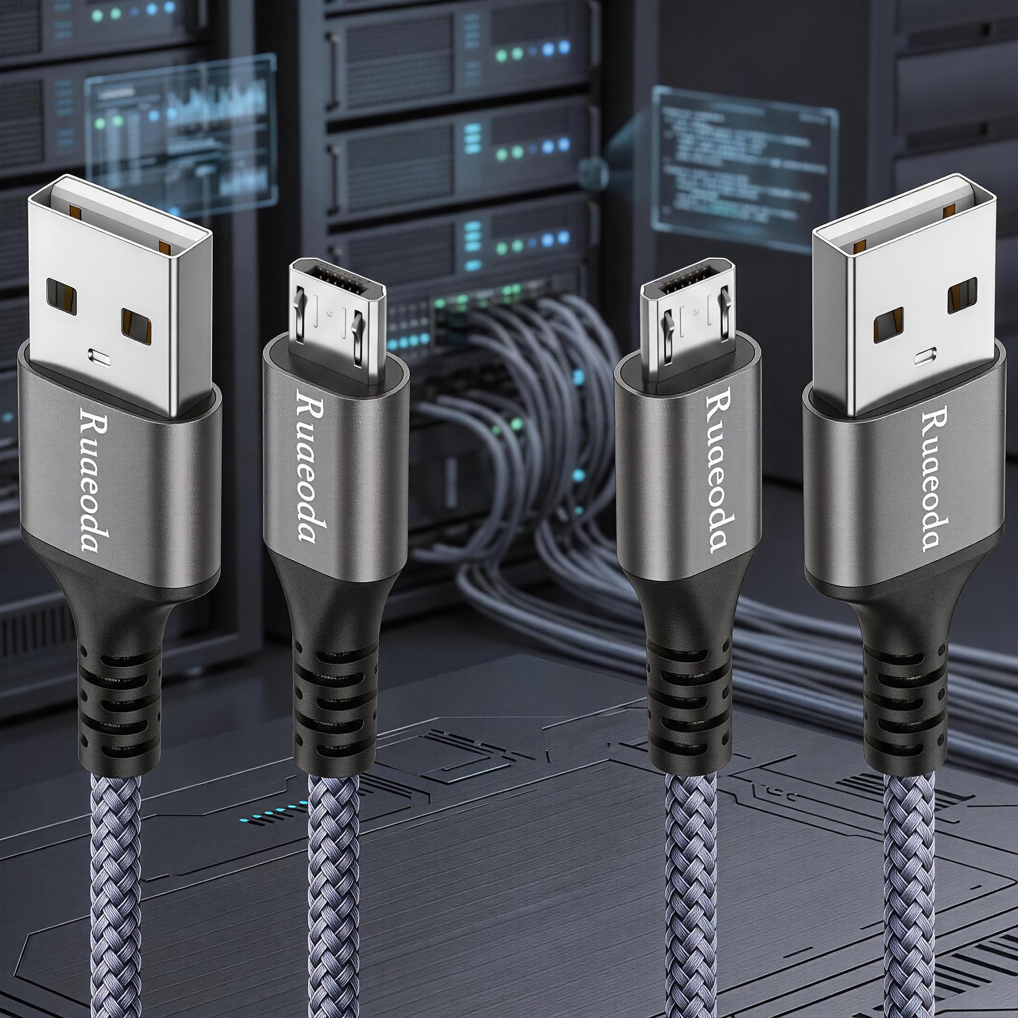 Ruaeoda 6ft Micro USB Cable 2-Pack – Heavy Duty Braided