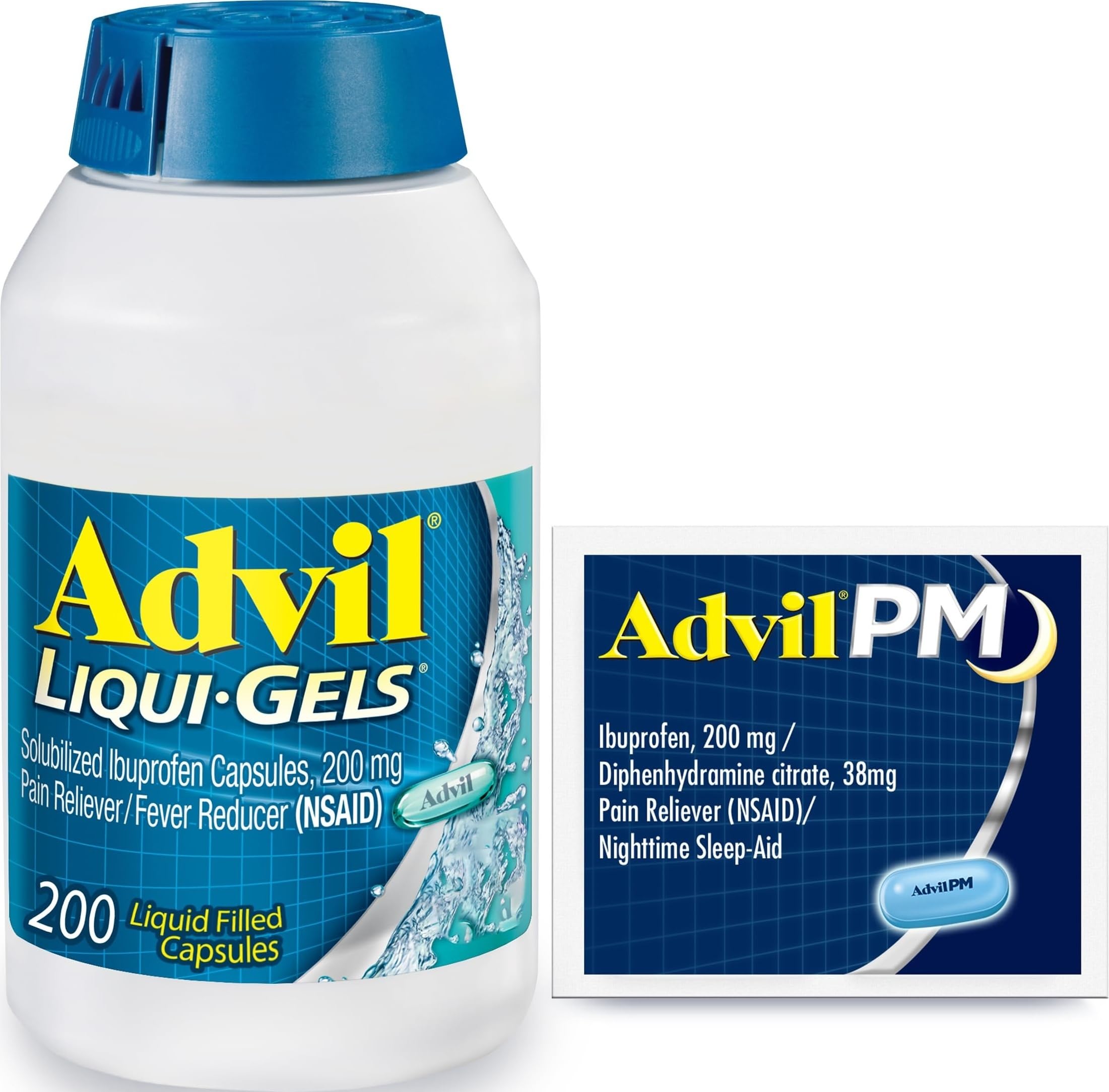 Advil + PM Bundle, Ibuprofen 200mg, Pain & Sleep Relief