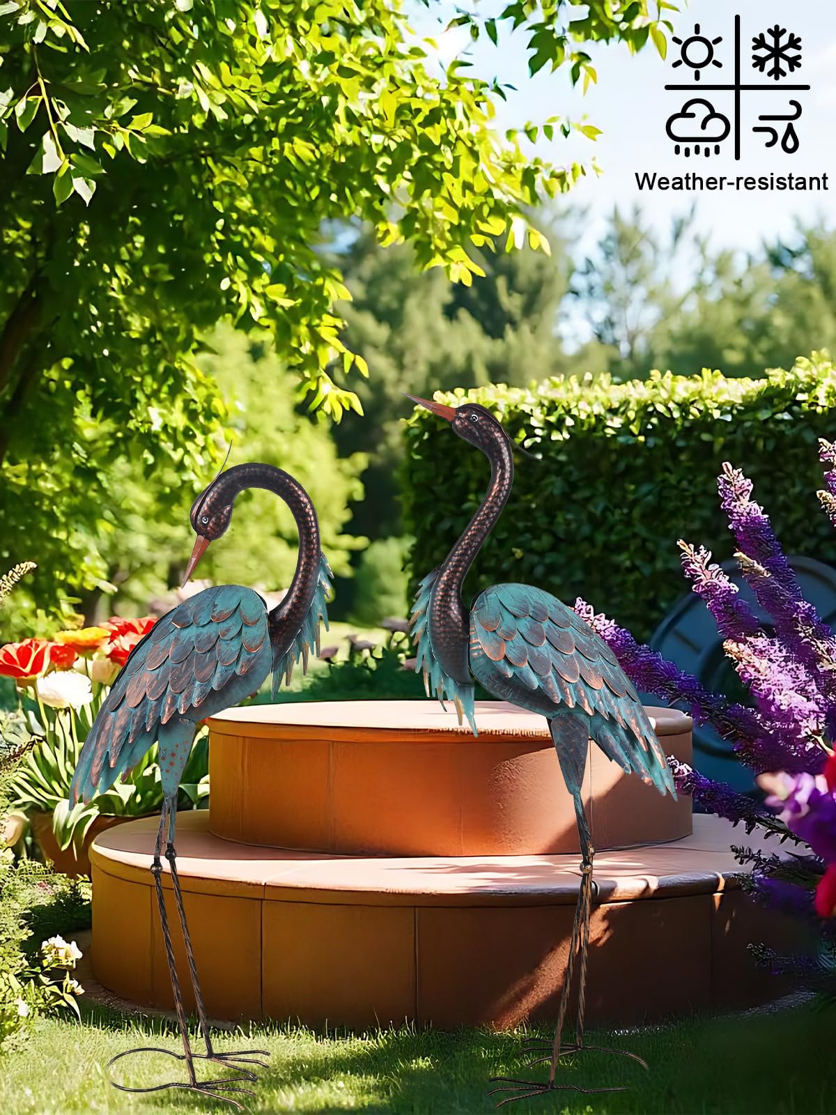 Garden Decor Outdoor Statues 40 37 Large Metal Heron - YEAHOME Official Imagery - 8