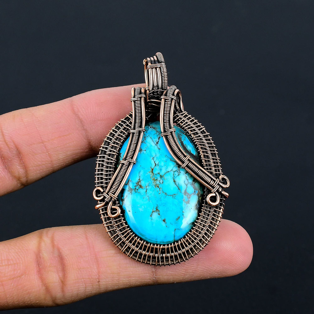 Natural Gemstone Pendant Copper Wire Wrapped Jewelry - Copperie Official Imagery - 3