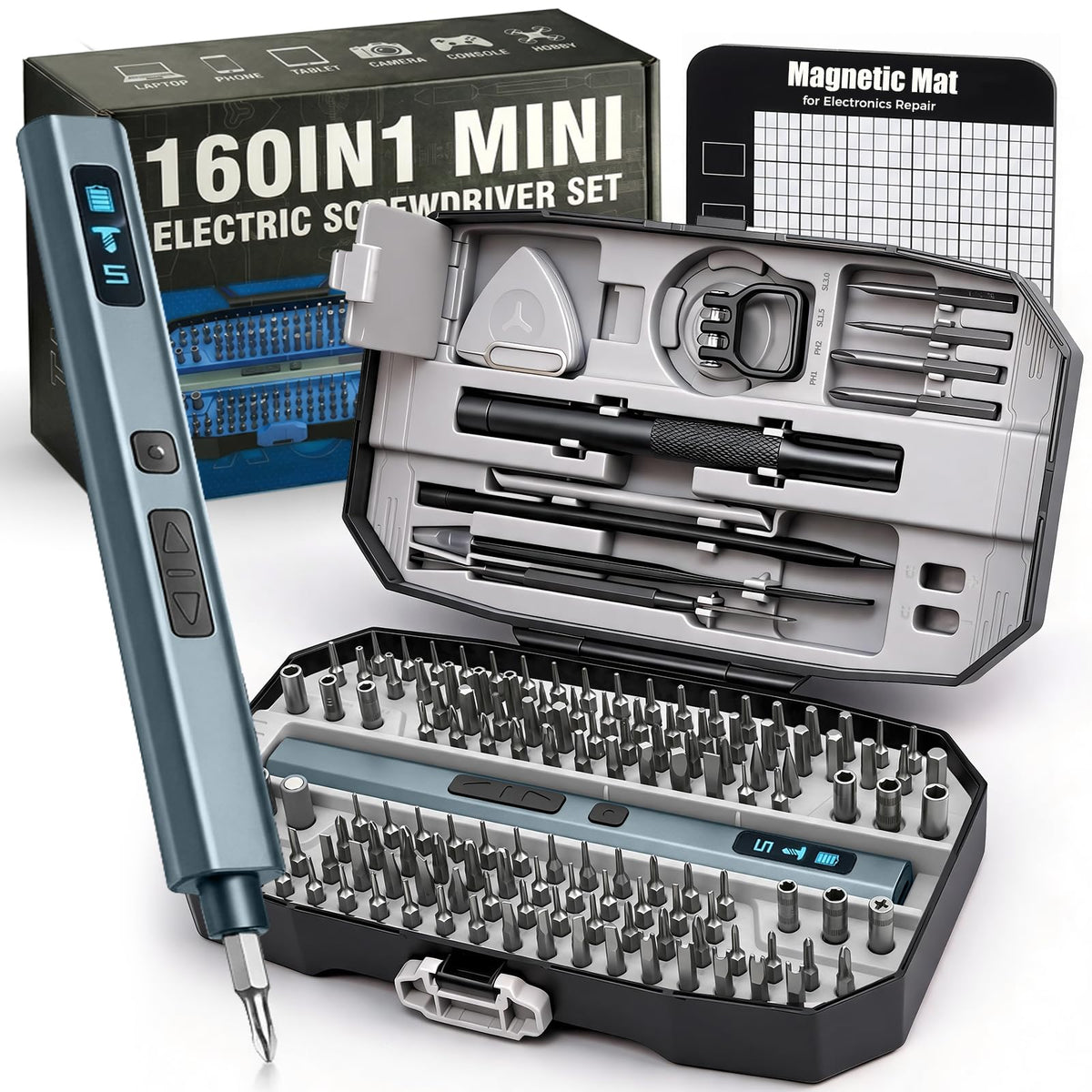 160 in 1 Mini Electric Screwdriver Set Cordless Precision - UnaMela Official Imagery - 1