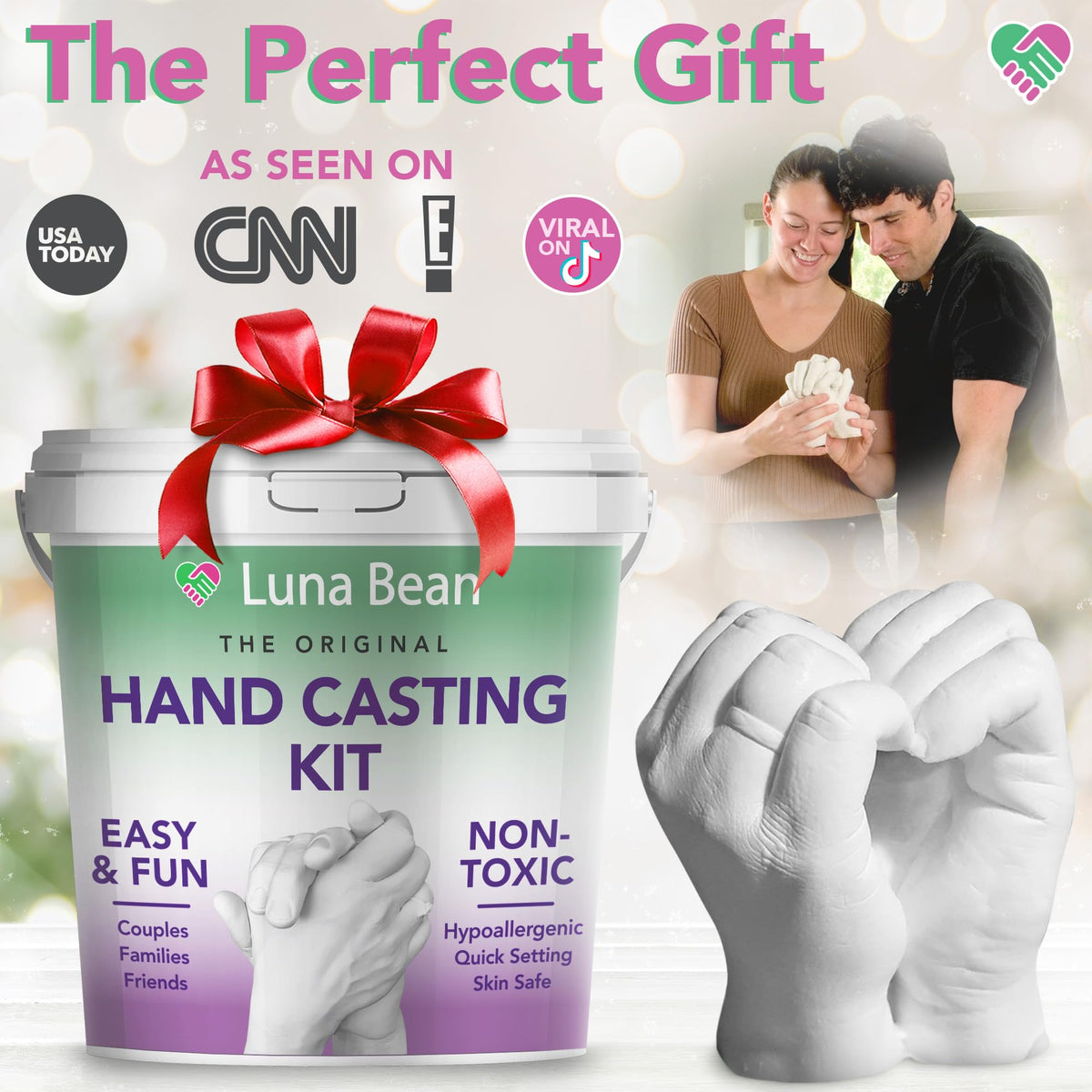 Luna Bean Hand Casting Kit Couples Anniversary Wedding Hand - Luna Bean Official Imagery - 3
