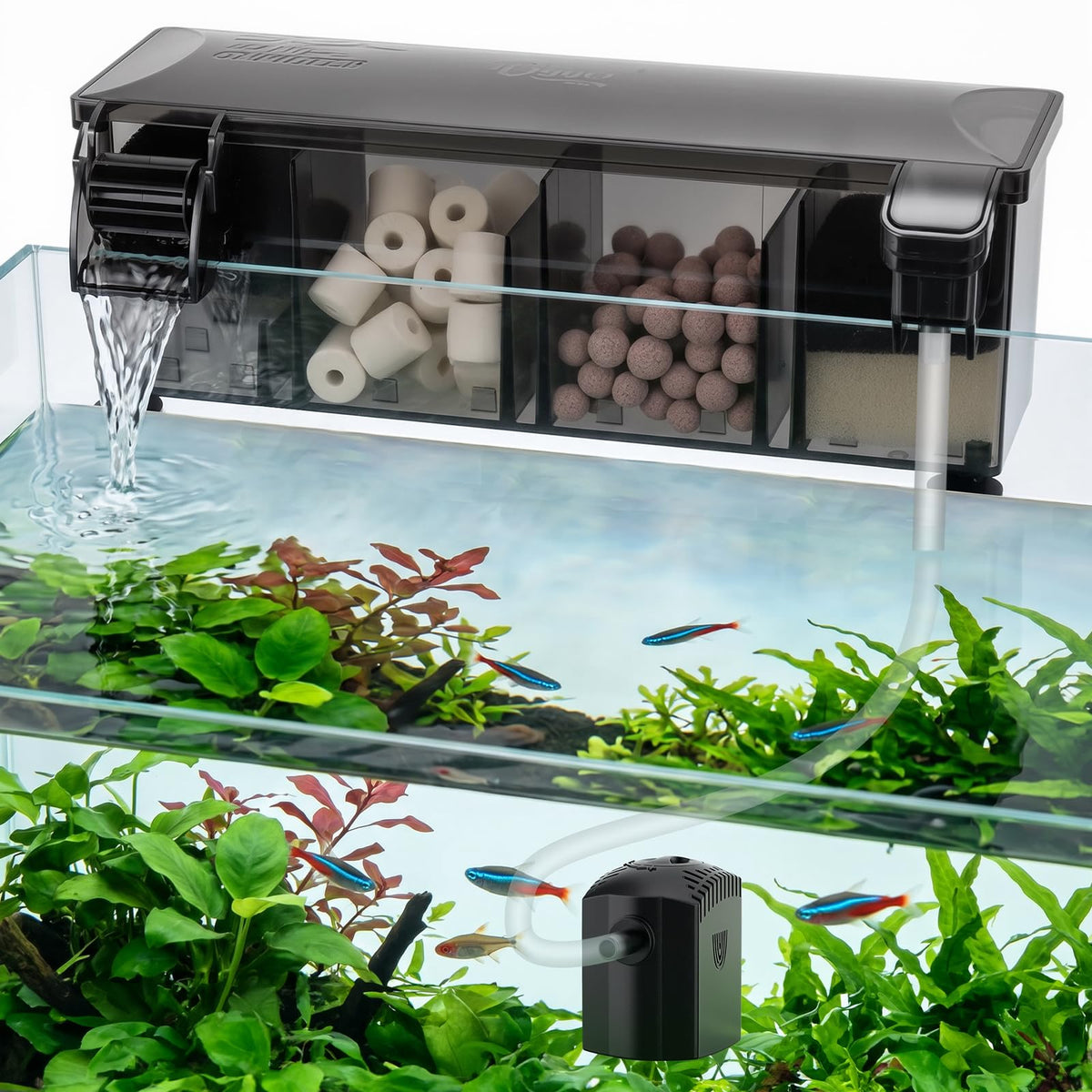 hygger Independent Pump HOB Aquarium Filter 7 15 Gallon Fish - hygger Official Imagery - 1