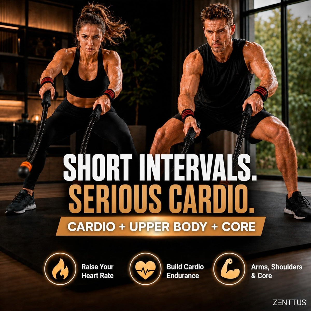 Weighted Cordless Battle Ropes Adjustable Ropeless Cardio - ZENTTUS Official Imagery - 5
