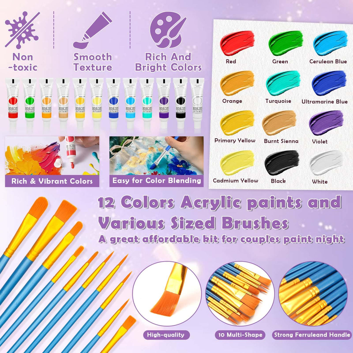 84 Pcs Sip and Paint Kit for Adults Couples Painting Kit - Evatage Official Imagery - 7