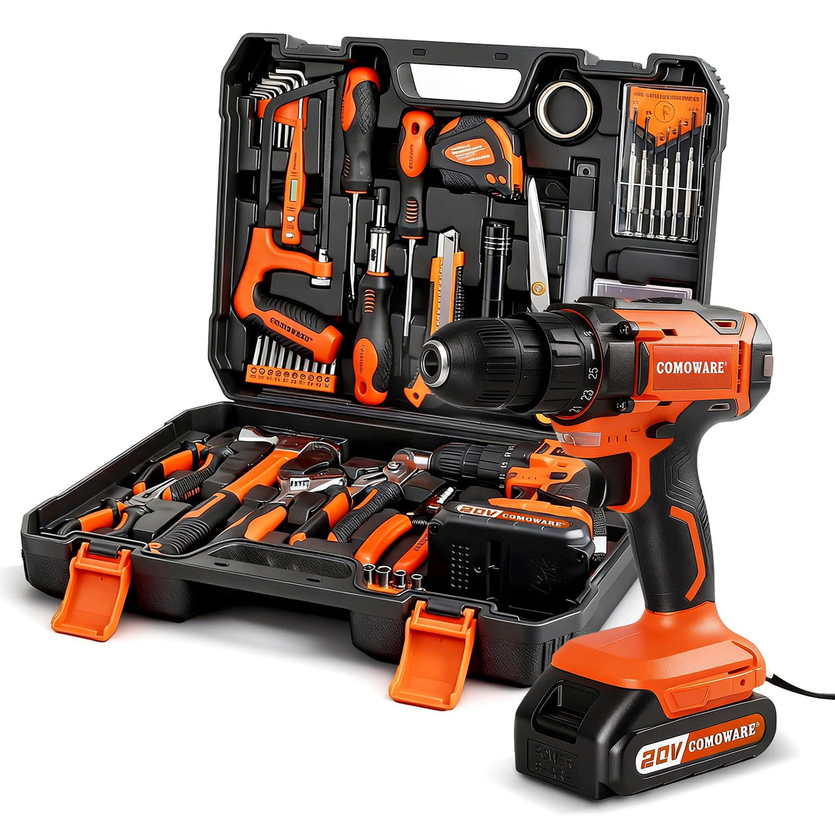 COMOWARE 20V Cordless Drill Set 120Pcs Home Tool Kit w - COMOWARE Official Imagery - 2