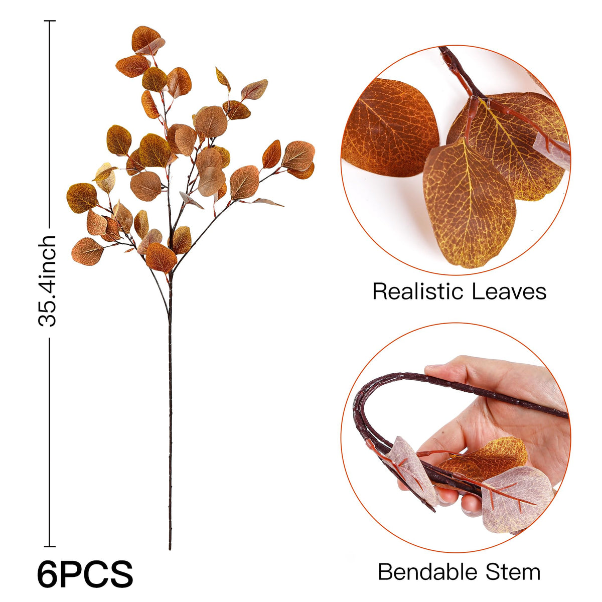Sggvecsy 6 Pcs Fall Eucalyptus Leaves Artificial Eucalyptus - Sggvecsy Official Imagery - 4