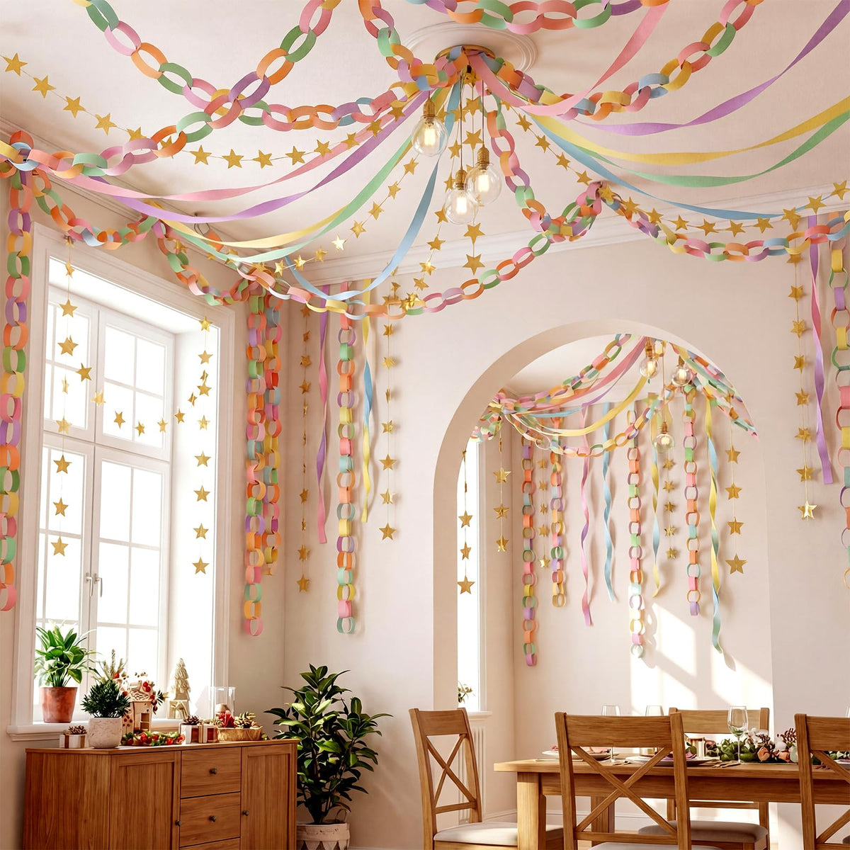 TaoBary Pastel Party Decorations 600 Sheet Paper Chain - TaoBary Official Imagery - 8