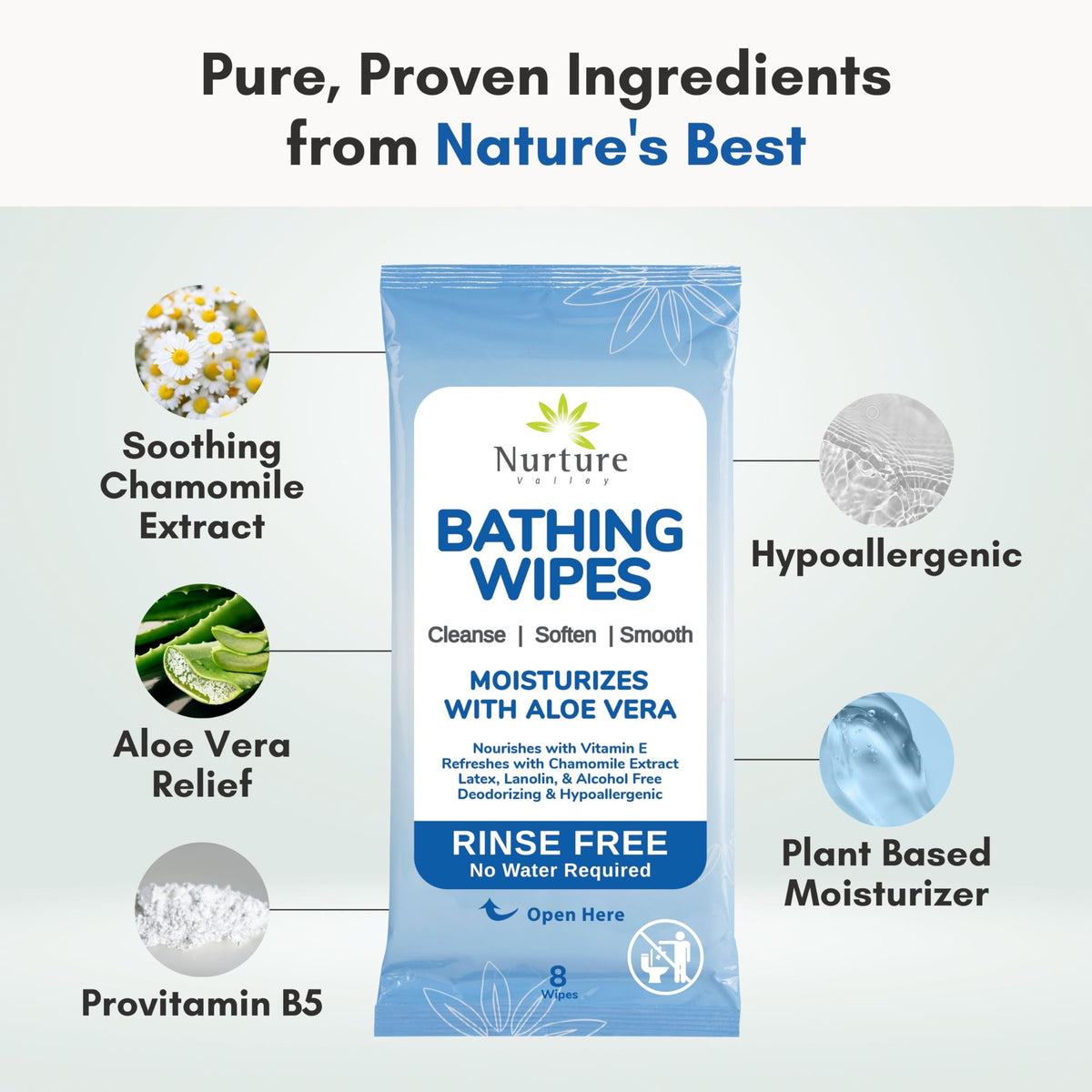 Nurture Rinse Free Bathing Disposable Adult Wipes w Aloe - Nurture Valley Official Imagery - 7