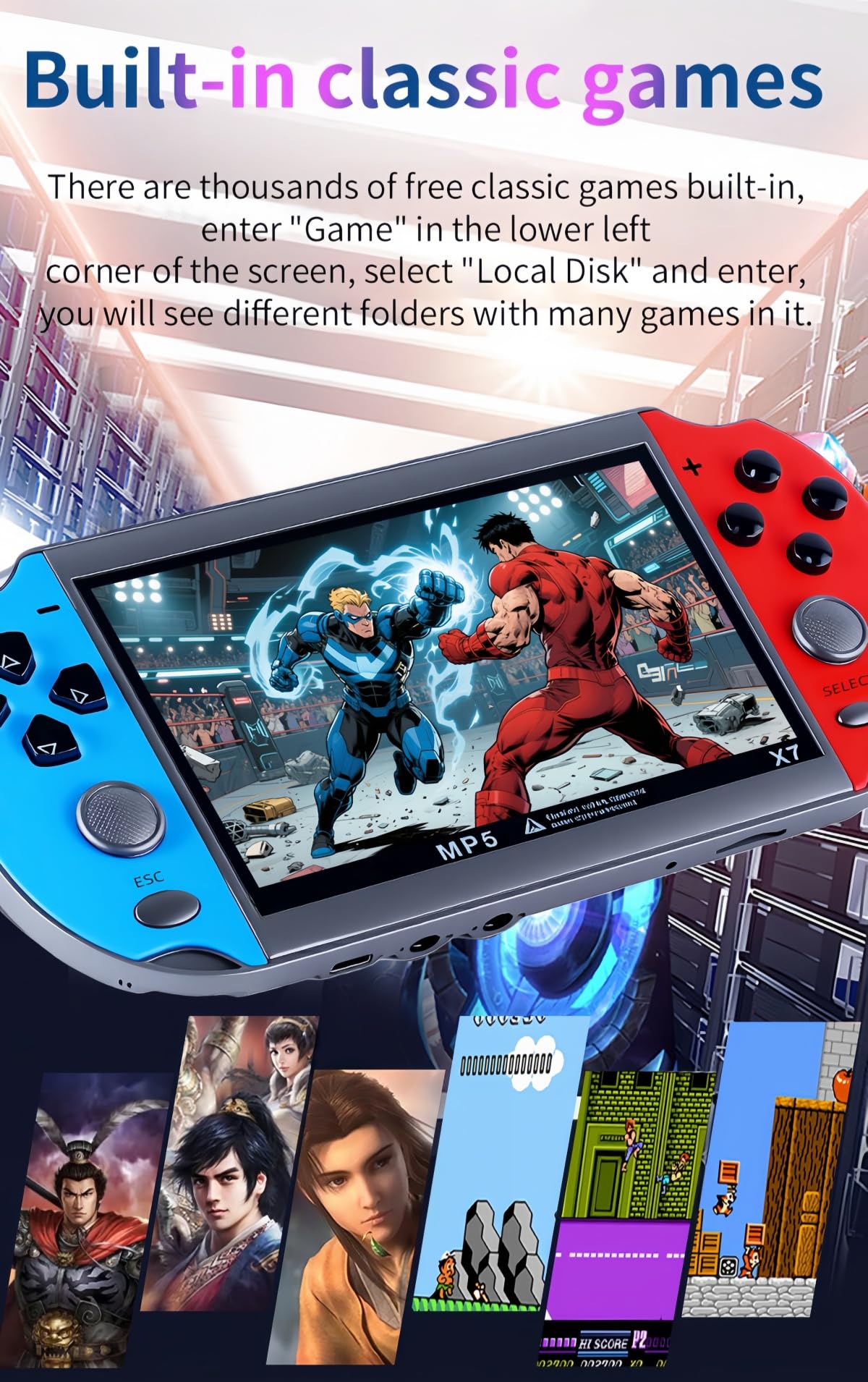 JXD Colorful Retro Video Game Console 4 3 inch Sreen 8GB - JXD Official Imagery - 4