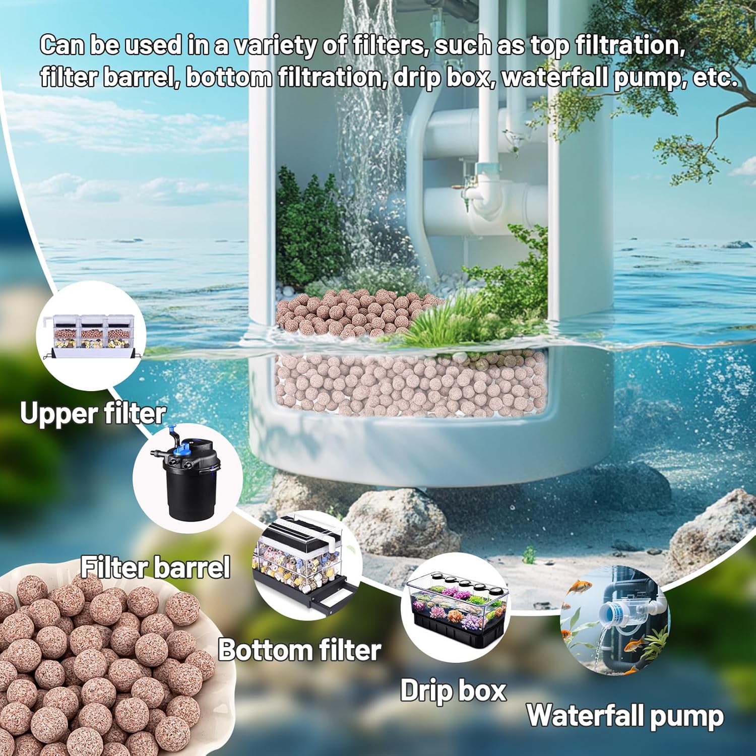 Sukh Ceramic Bio Balls for fish tank filtration, nano-tech bio-spheres that enhance biological filtration in aquarium tanks