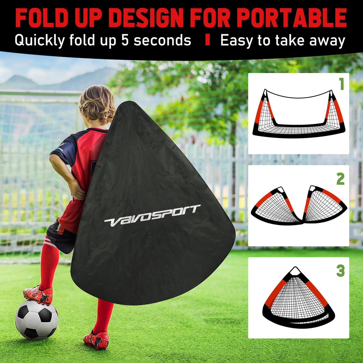 Kids Soccer Goals for Backyard 2 Pack 4x3ft Portable Soccer - VAVOSPORT Official Imagery - 5