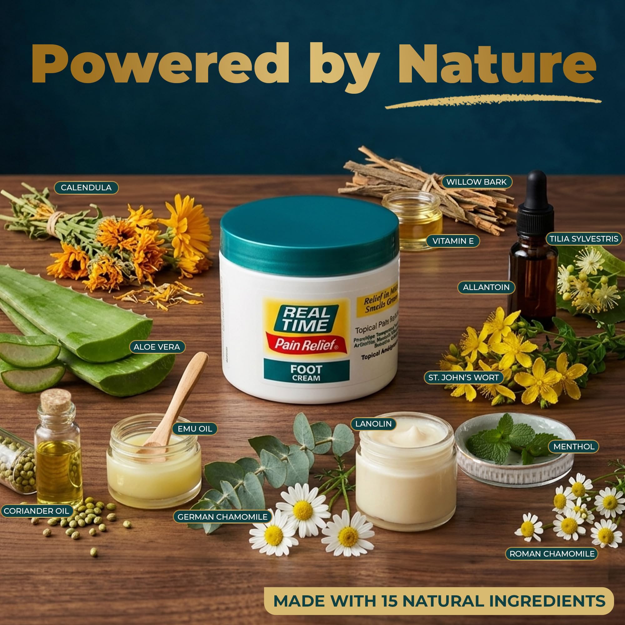 Real Time Pain Relief Foot Cream 8oz | 15 Natural Ingredients