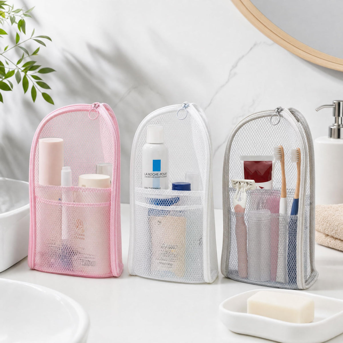 Standing Toiletry Bag larger Portable Foldable Hanging - ROVLET Official Imagery - 3
